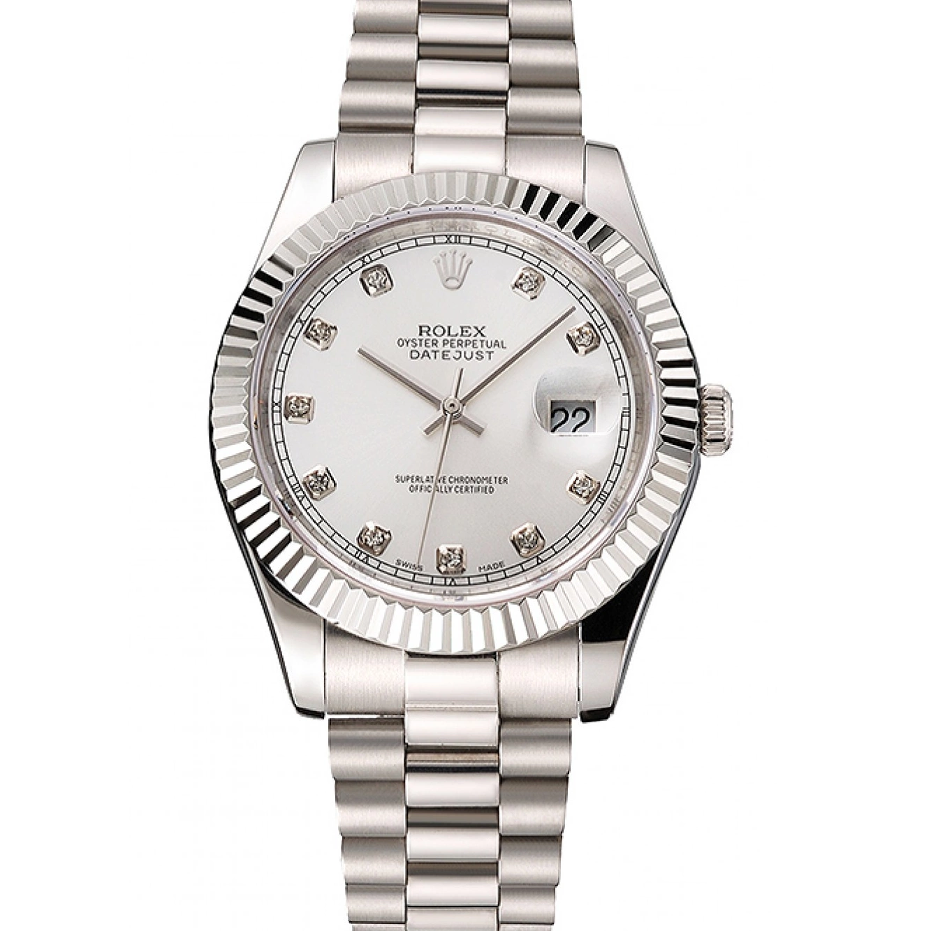 Aaa replica watch Silver Steel Stainless Rolex Case Swiss And Datejust Dial Bracelet 0514